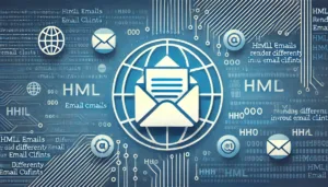 A visually appealing featured image for a blog post about HTML emails rendering differently in various email clients. The image should include an emai